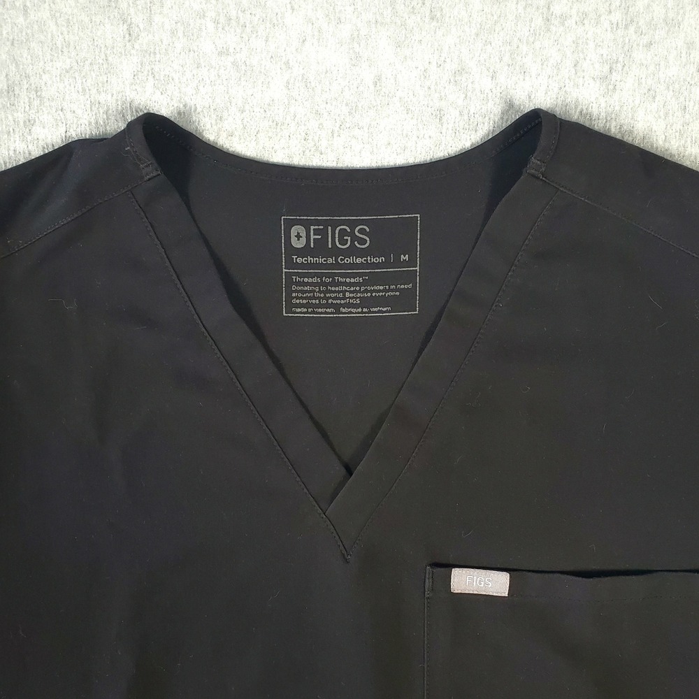 Figs Catarina Technical Collection V-Neck Scrub Top Black Women's Medium - Picture 3 of 10